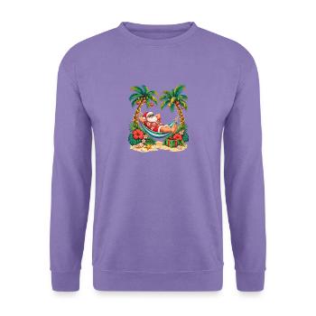 Weihnachtsmanns freier Tag – tropische Weihnachtshängematte - Unisex Pullover - Lavendel - Vorne