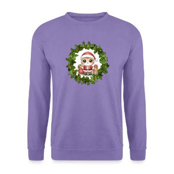 Weihnachtskätzchen im Kranz - Unisex Pullover - Lavendel - Vorne