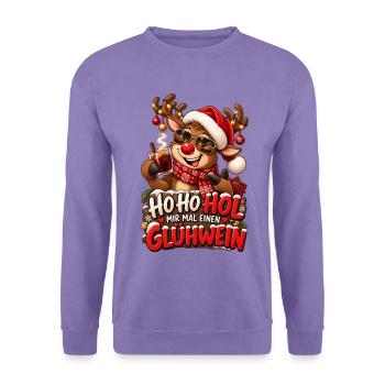 Cooles Rentier Ho Ho Hol mir mal einen Glühwein - Unisex Pullover - Lavendel - Vorne
