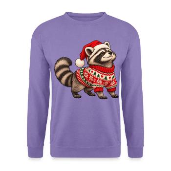 Weihnachts Waschbär – Norwegerpullover - Unisex Pullover - Lavendel - Vorne