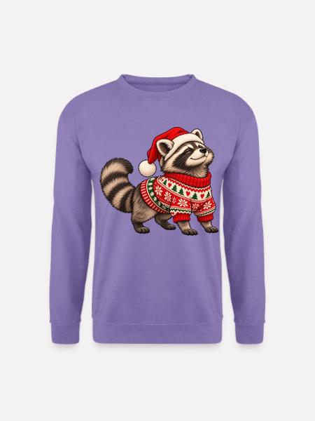 Weihnachts Waschbär – Norwegerpullover - Unisex Pullover - Lavendel