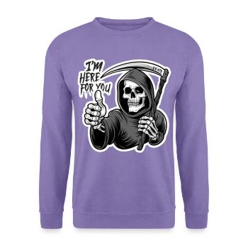 Ich Bin Für Dich Da, Sensenmann-schädel - Unisex Pullover - Lavendel - Vorne