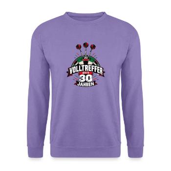 VOLLTREFFER SEIT 30 JAHREN Darts Geburtstag - Unisex Pullover - Lavendel - Vorne
