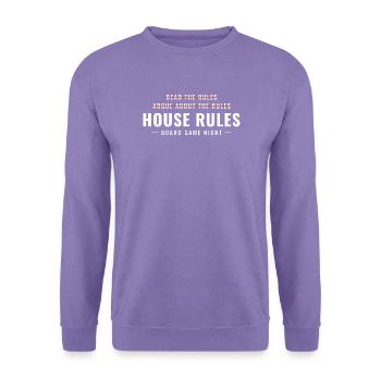 Lies die Regeln und streite dann Brettspielabend - Unisex Pullover - Lavendel - Vorne