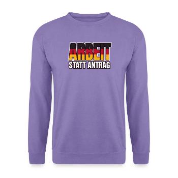 Arbeit statt Antrag Schwarz Rot Gold - Unisex Pullover - Lavendel - Vorne