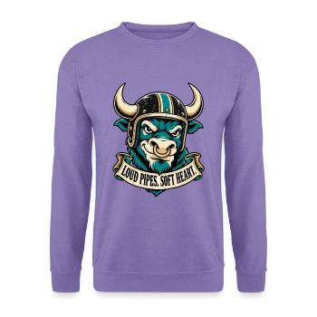 Biker Spruch - Loud Pipes Soft Heart - Unisex Pullover - Lavendel - Vorne