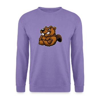 Frecher Biber mit verschränkten Armen im Comicstil - Unisex Pullover - Lavendel - Vorne
