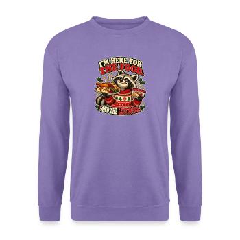 I’m Here for the Food – Weihnachtswaschbär - Unisex Pullover - Lavendel - Vorne