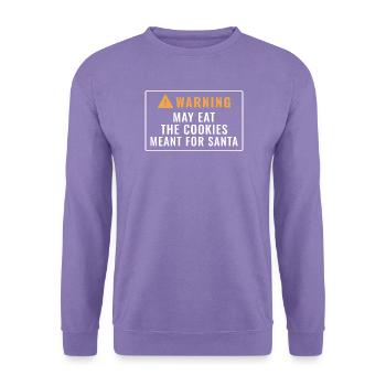 Warnung: Darf die für den Weihnachtsmann bestimmten Kekse essen - Unisex Pullover - Lavendel - Vorne