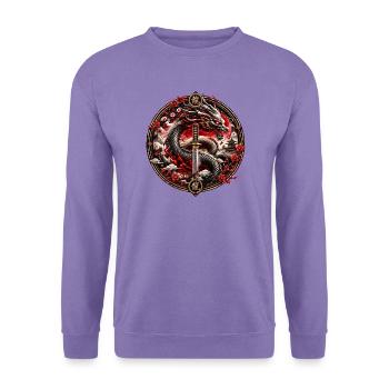 Drachenklinge im Blütenkreis - Unisex Pullover - Lavendel - Vorne