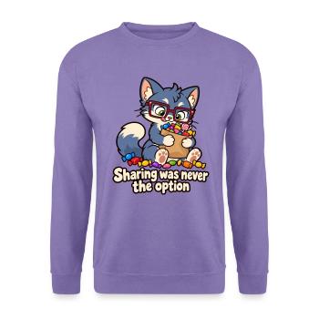 Teilen war nie die Option – Candy Cat - Unisex Pullover - Lavendel - Vorne