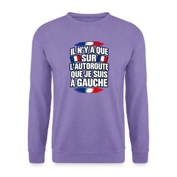 Nur auf der Autobahn bin ich links - Unisex Pullover - Lavendel - Vorne