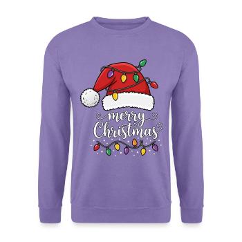 Weihnachtshut mit Lichterkette Merry Christmas - Unisex Pullover - Lavendel - Vorne