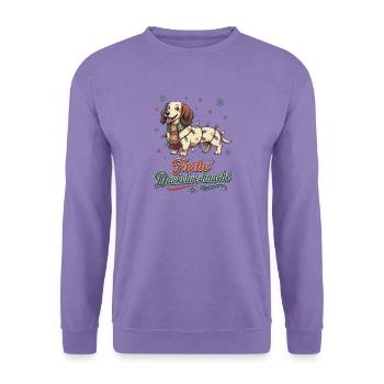 Frohe Dackelweihnacht – Retro Dackel - Unisex Pullover - Lavendel - Vorne