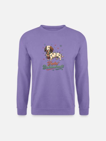 Frohe Dackelweihnacht – Retro Dackel - Unisex Pullover - Lavendel