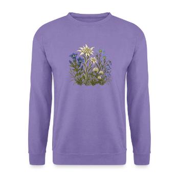Alpenblumen – Botanische Vintage-Illustration - Unisex Pullover - Lavendel - Vorne