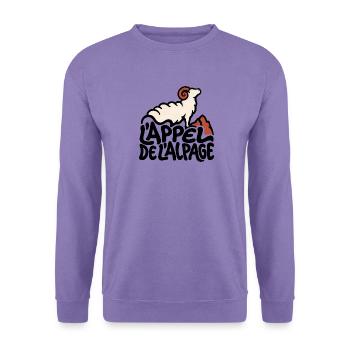 Der Ruf der Alpenweide – Transhumanz-Humor - Unisex Pullover - Lavendel - Vorne