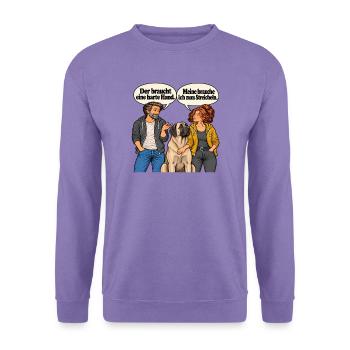 Frau_streichelt_Kangal_im_Comic - Unisex Pullover - Lavendel - Vorne