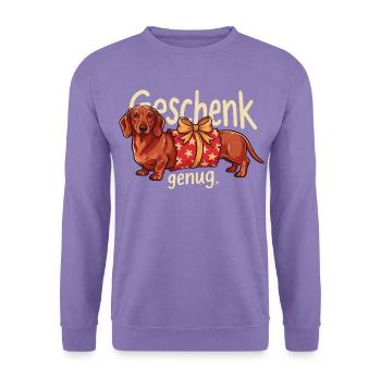 Süßer Dackel als Weihnachtsgeschenk - Unisex Pullover - Lavendel - Vorne