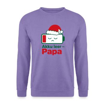 Akku leer Papa Weihnachten Familie Partnerlook - Unisex Pullover - Lavendel - Vorne
