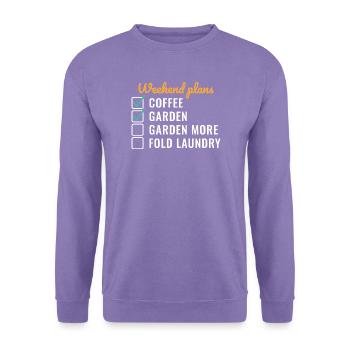 Wochenendpläne Kaffeegarten Mehr - Unisex Pullover - Lavendel - Vorne