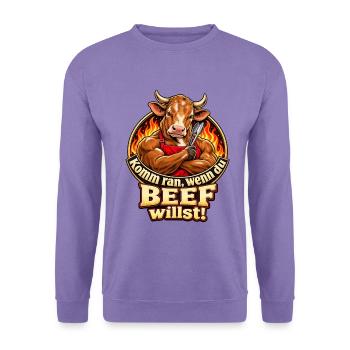 Komm ran, wenn du Beef willst! – Grillhumor - Unisex Pullover - Lavendel - Vorne