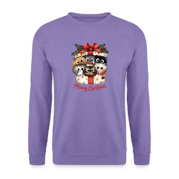 Meowy Christmas Katzen im Geschenk Weihnachten - Unisex Pullover - Lavendel - Vorne