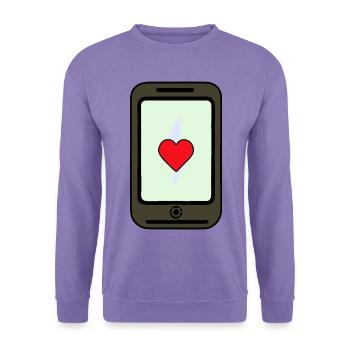 Smartphone mit Herz Liebe - Unisex Pullover - Lavendel - Vorne