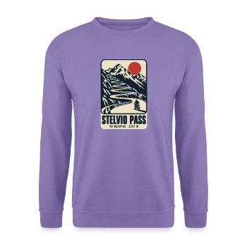 Stelvio Pass 48 Haarnadeln Vintage-Motorradplakat - Unisex Pullover - Lavendel - Vorne