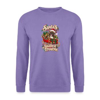  Santas Smallest Trouble Französische Bulldogge - Unisex Pullover - Lavendel - Vorne