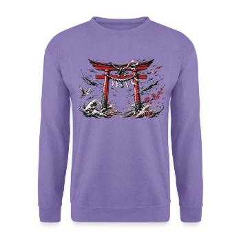 Japanische Torii und Wellen - Unisex Pullover - Lavendel - Vorne