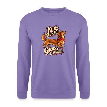 Kurz gebaut groß gedacht Dackel - Unisex Pullover - Lavendel - Vorne