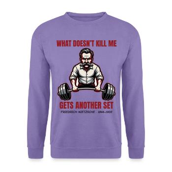 Nietzsche Gym – What doesn't kill me Kreuzheben - Unisex Pullover - Lavendel - Vorne