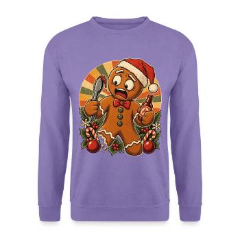 Christmas Lebkuchenmann Grillender Papa - Unisex Pullover - Lavendel - Vorne