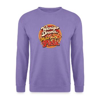 Weniger Drama Mehr Pizza - Unisex Pullover - Lavendel - Vorne