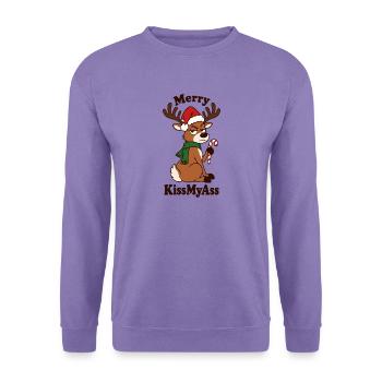 Fröhliche Kissmyass – Weihnachtsrentiere - Unisex Pullover - Lavendel - Vorne