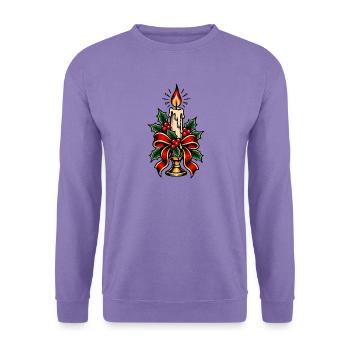 Kerzenbeleuchteter Stechpalmen-Weihnachtsbogen - Unisex Pullover - Lavendel - Vorne