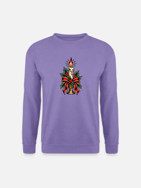 Kerzenbeleuchteter Stechpalmen-Weihnachtsbogen - Unisex Pullover - Lavendel