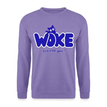 Woke – Macht es dich CHAT-grine? | Politischer Humor - Unisex Pullover - Lavendel - Vorne