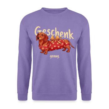 Dackel als Weihnachtsgeschenk für Dackelliebhaber - Unisex Pullover - Lavendel - Vorne