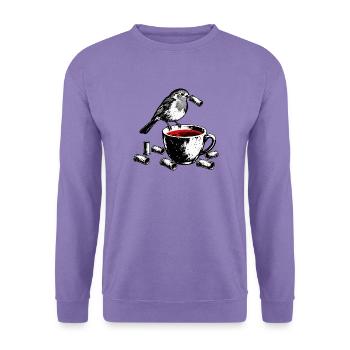 Spionvogel über Kaffee - Unisex Pullover - Lavendel - Vorne