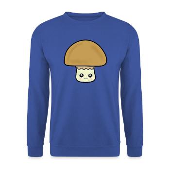 Comic Pilz Kawaii Geschenk Pilzsammler Mushroom - Unisex Pullover - Royalblau - Vorne - Alina (178cm) & Michal (187cm)