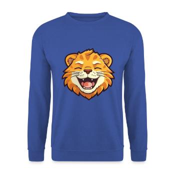 Liger Hybrid-Löwe Tiger Katze Karikatur Aquarell Kunst - Unisex Pullover - Royalblau - Vorne - Alina (178cm) & Michal (187cm)