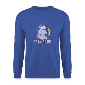 Team Braut - Unisex Pullover - Royalblau - Vorne - Alina (178cm) & Michal (187cm)