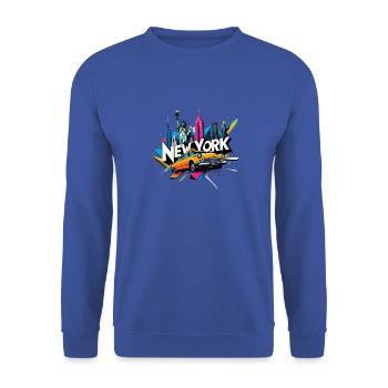 New York - Unisex Pullover - Royalblau - Vorne - Alina (178cm) & Michal (187cm)