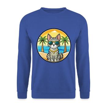 Ägyptische Mau-Katzenrasse Cartoon-Sonnenbrille Strand - Unisex Pullover - Royalblau - Vorne - Alina (178cm) & Michal (187cm)
