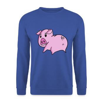 Schwein Arsch - Schwein Hintern - Unisex Pullover - Royalblau - Vorne - Alina (178cm) & Michal (187cm)