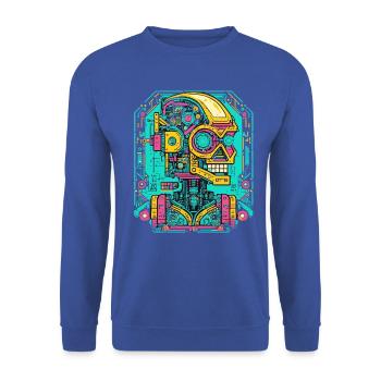 KI Roboter Cyberpunk - Unisex Pullover - Royalblau - Vorne - Alina (178cm) & Michal (187cm)
