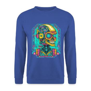 KI Roboter Cyberpunk - Unisex Pullover - Royalblau - Vorne - Alina (178cm) & Michal (187cm)