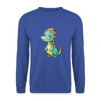 Drache Niedliche Karikatur Kawaii Aquarell Tier Haustier - Unisex Pullover - Royalblau - Vorne - Alina (178cm) & Michal (187cm)
